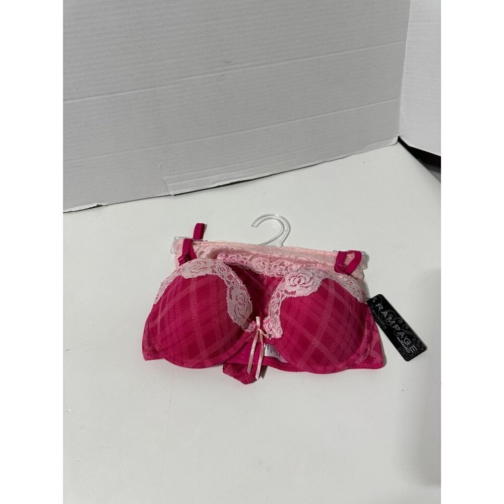 Rampage Intimates Padded Bra & Thong Lace Lingerie Set size 34B/S NWT